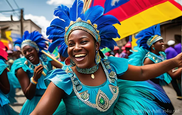 아이티에서 열리는 주요 축제 및 행사 - Image Prompt 1: The Vibrant Heart of Haitian Carnival**